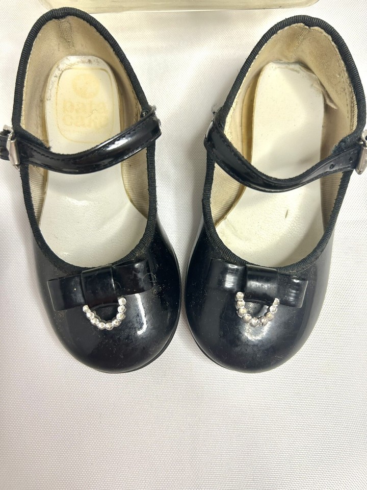 VTG Pata Cake Baby Shoes Black Patent Leather Size 3 Woolworth Woolco
