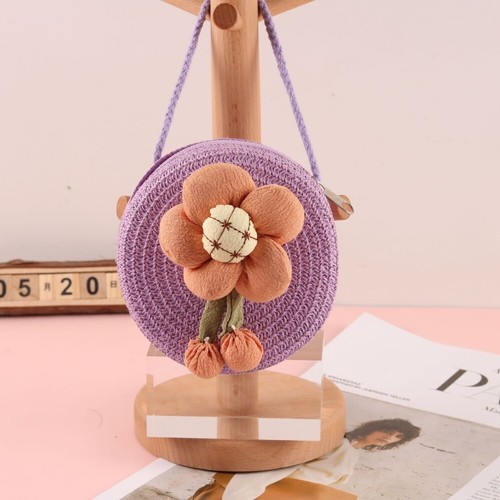 Flower Crossbody Handbag Straw Storage Basket Bag Shoulder Bag Kids Girls - Picture 16 of 16