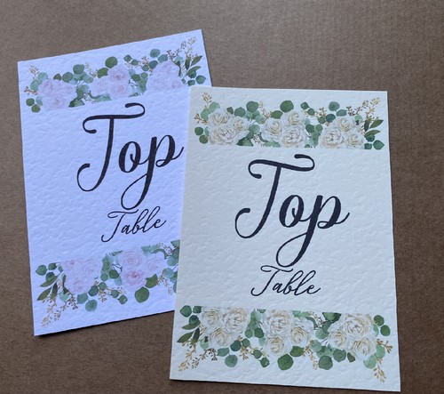 Blush pink ivory roses TABLE NUMBER cards Eucalyptus leaf sage greenery wedding - Picture 14 of 14