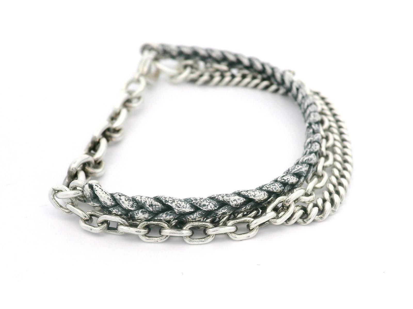 Unique Sterling Silver Stack Look Multi Chain Dan… - image 3