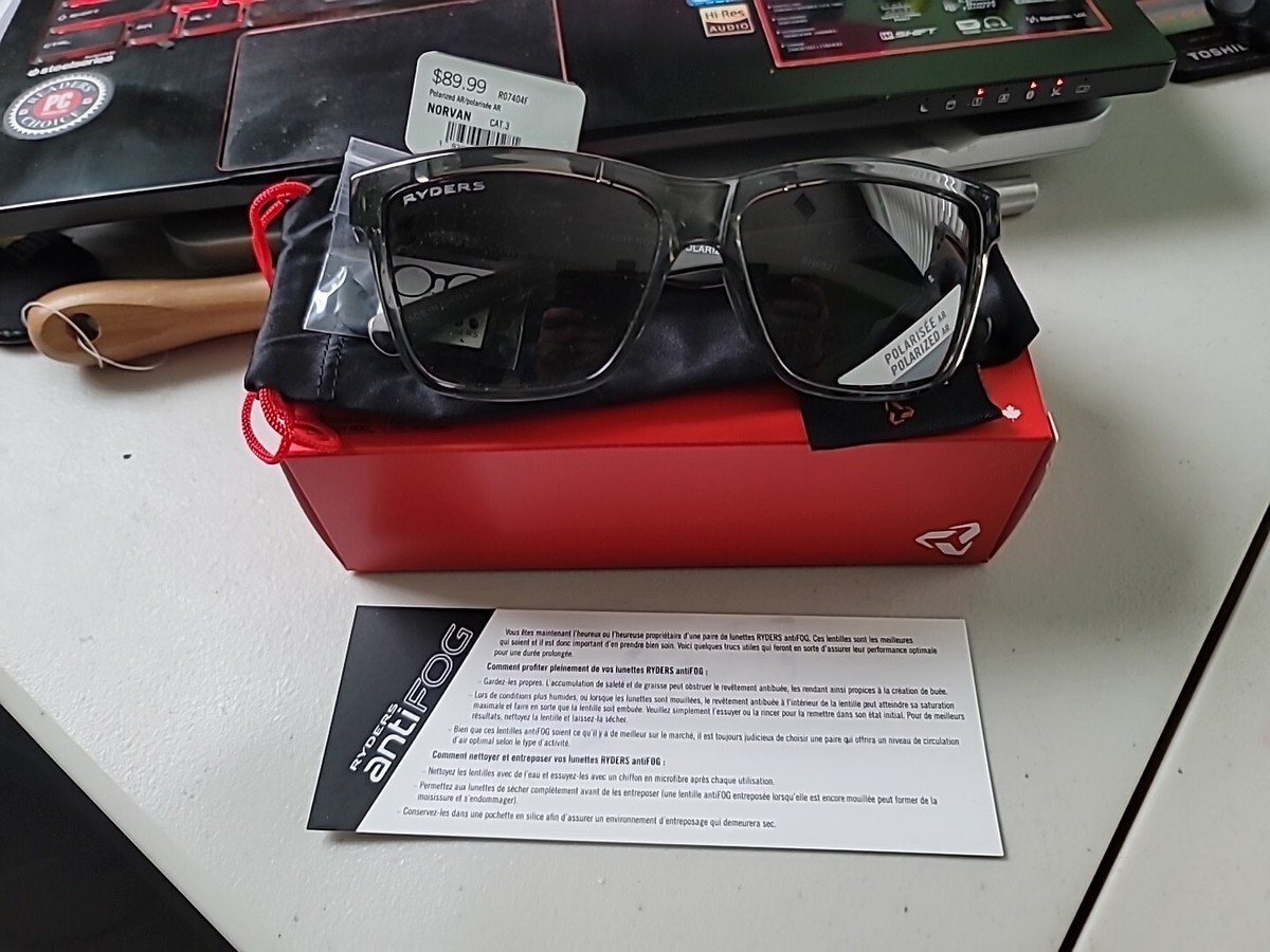 NEW Ryders Norvan Polarized AR Anti-Fog UV400 Sunglasses Gray