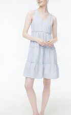 J. Crew Factory Seersucker ruffle mini dress Blue White Size 4
