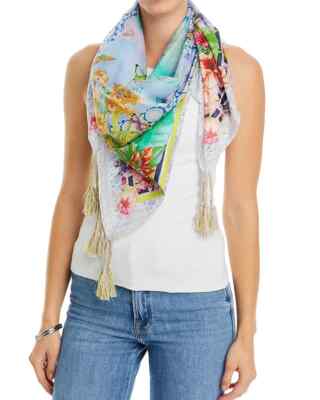 JEANASIS 【eL×ONE】Flower Large Scarf Johnny Was Cozumel Scarf Flowers Silk Square Large Floral Green