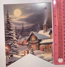 Christmas Decor Holiday Vintage Style Flag Style Die Cut Cardboard 5 X 7