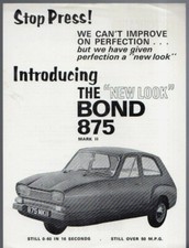 Bond 875 Mark II Saloon 1968 UK Market Single Sheet Sales Brochure