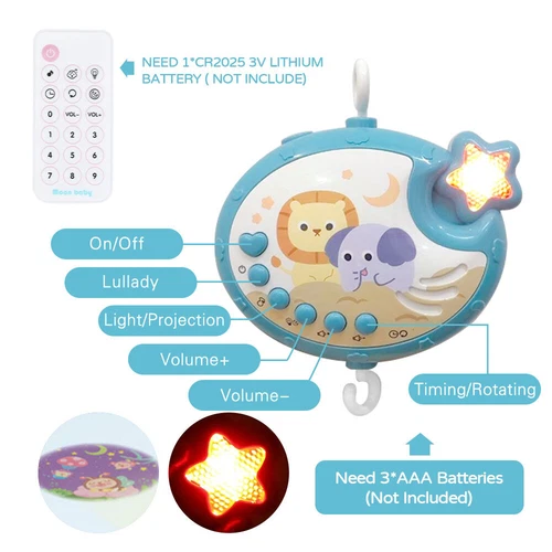 Baby Musical Crib Bed Bell Cot Mobile Moon&Star Dream Light Nusery Lullaby Toys - Picture 6 of 17