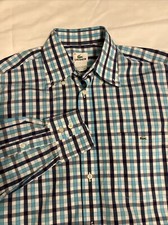 Lacoste Men's Long Sleeve Check Plaid Button Down Dress Shirt Size 40 Blue