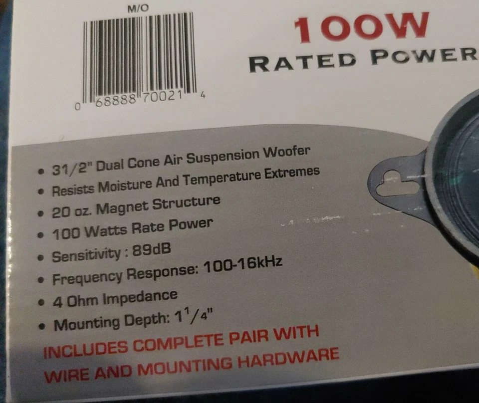 Altavoces estéreo para automóvil Pyramid 100 vatios cono dual 312 SX 3,5" Foto 4 de 4