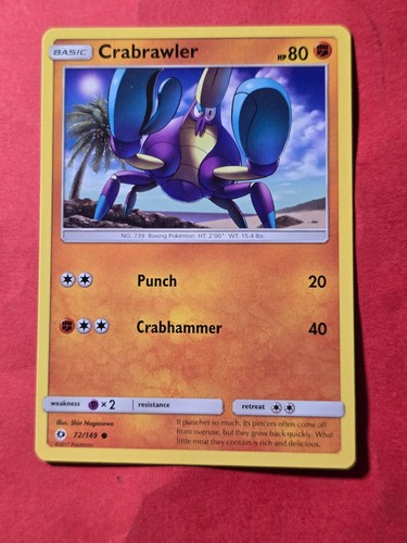 2017 Pokemon Sun and Moon #72 Crabrawler, C, NF/H, cd1