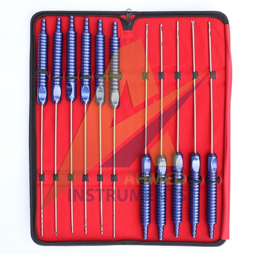 Juego de 11 cánulas de liposucción de mango fijo instrumento quirúrgico de cirugía plástica - Imagen 1 de 2