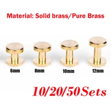 10/20/50Pack Stud Bind Rivet Brass for Leather Belt Wallet Chicago Screw Nail US