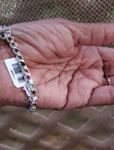 Multi Colored Kyanite 8 Inch Tennis Bracelet In Platinum Over Sterling Silver - Picture 6 of 9
