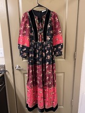 ulla johnson cotton red velvet black dress sz 4 (item A41)