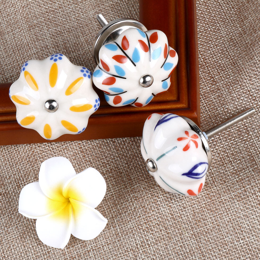 EXCEART 4-Pack Ceramic Drawer Knobs - Blue Vintage Cabinet Pulls, Decorative Handles For Furniture & Kitchen - View #9