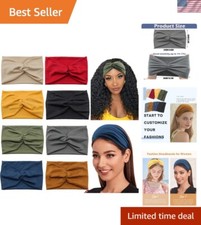 Extra Wide Boho Turban Headbands for Women   Breathable  Comfortable Pack of 8