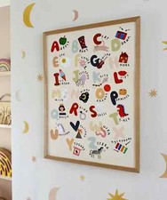 UK Alphabet Chart for Kids A to Z Nursery Educational Poster Fun Wall Decor