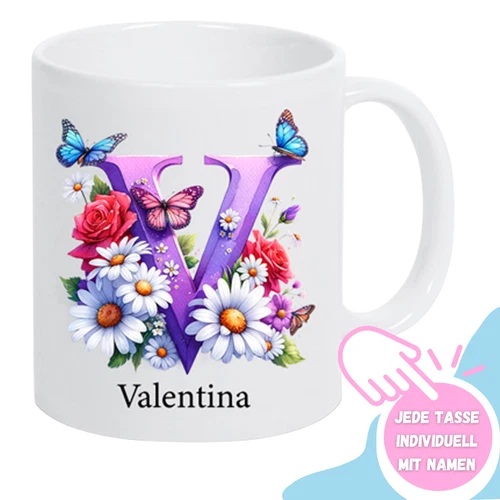 Tasse Personalisiert  Wunschnamen Buchstabe Kaffeetasse Geschenk-idee bedruckt