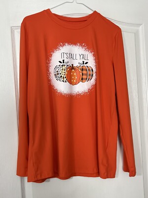 Its Fall Yall sz L Pumpkin Autumn Fall Women Shirt SHEIN