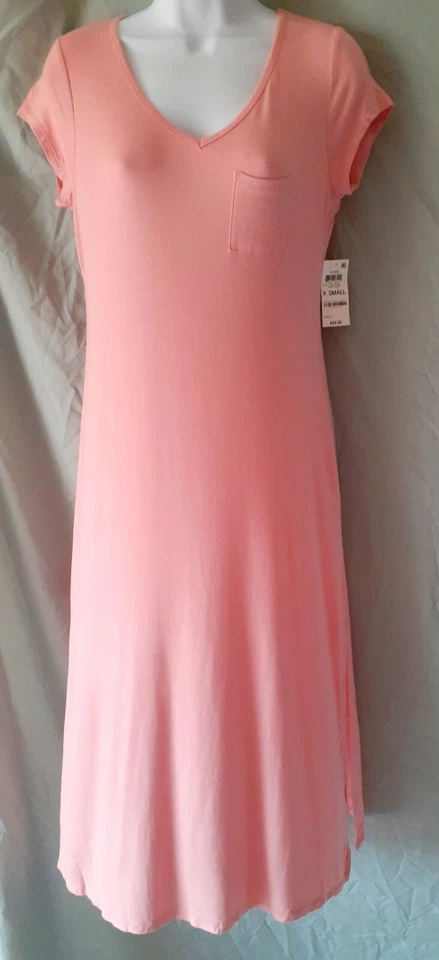 Camisón rosa Alfani manga gorra pantorrilla talla X-pequeño 34" busto Foto 2 de 4