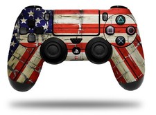 Skin Playstation 4 Sony PS4 Controller Painted Faded Cracked USA American Flag