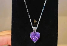 5 Carat Amethyst Necklace for Women Amethyst Jewelry 925 Silver NEW