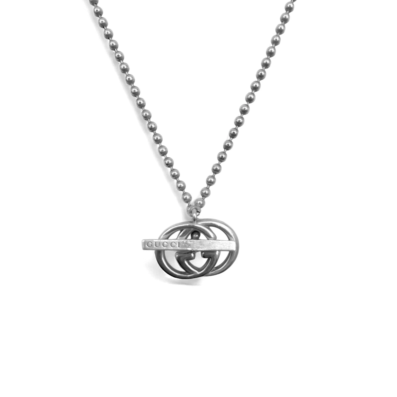 Bracelet collier à bascule G imbriqué 2 voies fabriqué en Italie GUCCI chaîne boule argent