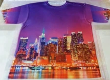 Custom New York Skyline Sublimated shirt bred powder blue grape yeezy