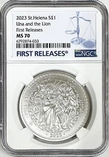2023 ST. HELENA UNA & THE LION 1OZ SILVER NGC MS70 FIRST RELEASES