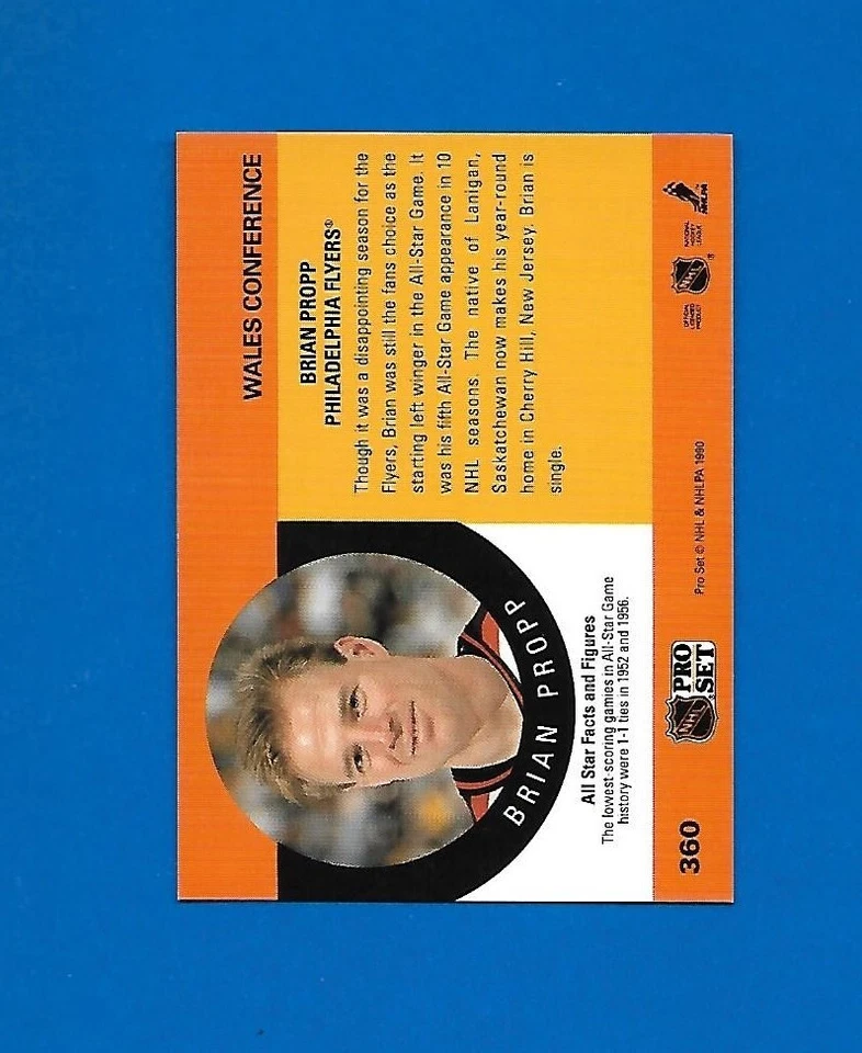 #360 BRIAN PROPP ERROR REVERSED BACK 1990-91 PRO SET ALL STAR FLYERS AS NHL - Image 2 of 2