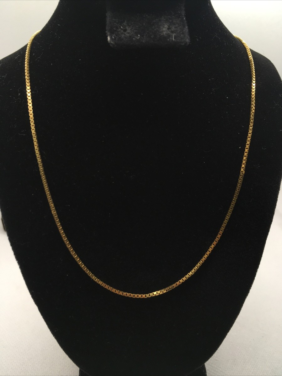 【eL+1】Extra Long Necklace Elegant 14K Yellow Gold 1.1mm wide Box Link Chain Necklace