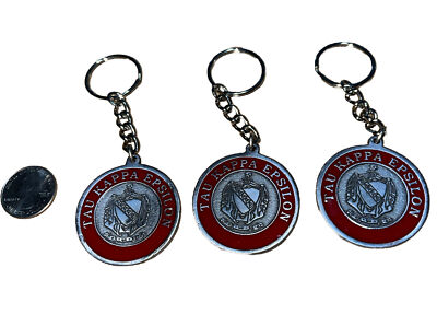 3 Tau Kappa Epsilon  Medallion Key Chain Ring ** NEW LOWER PRICE
