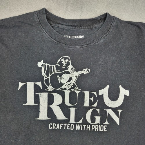 True Religion Youth Boys Short Sleeve T Shirt Black Size Medium Logo Streetwear - Picture 3 of 7