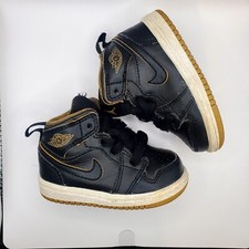 Nike Air Jordan 1 Mid TD Baby Toddler Black Tan Gold 640735 042 - SIZE 3C