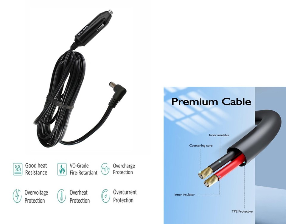 Cabo de Energia DC para Inogen One G3, G4, G5 | Acessórios de Carregador de Bateria para Cabo de Energia DC para Inogen One G3, G4, G5 | Acessórios de Carregador de Bateria para