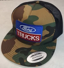 FORD TRUCKS Patch Yupoong Trucker Hat / YP Classic 6006 Snapback Camo/Black