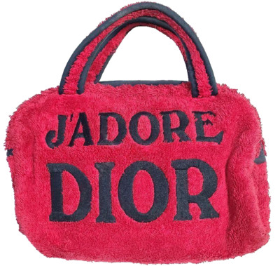Christian Dior JADORE Tasche Handtasche Rot Flor Stoff Schwarz Logo Stickerei...