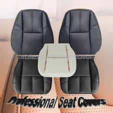 For 07-14 Chevy Silverado Front Bottom & Back Seat Cover & Foam Cushion Black