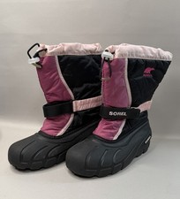 Sorel Flurry Winter Snow Insulated Boots Youth Size 5 Pink Black NY1810-589