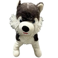 Shalom Toy Collection Husky Dog Blue Eyed Stuffed Animal Plush Toy 12" Dog VTG