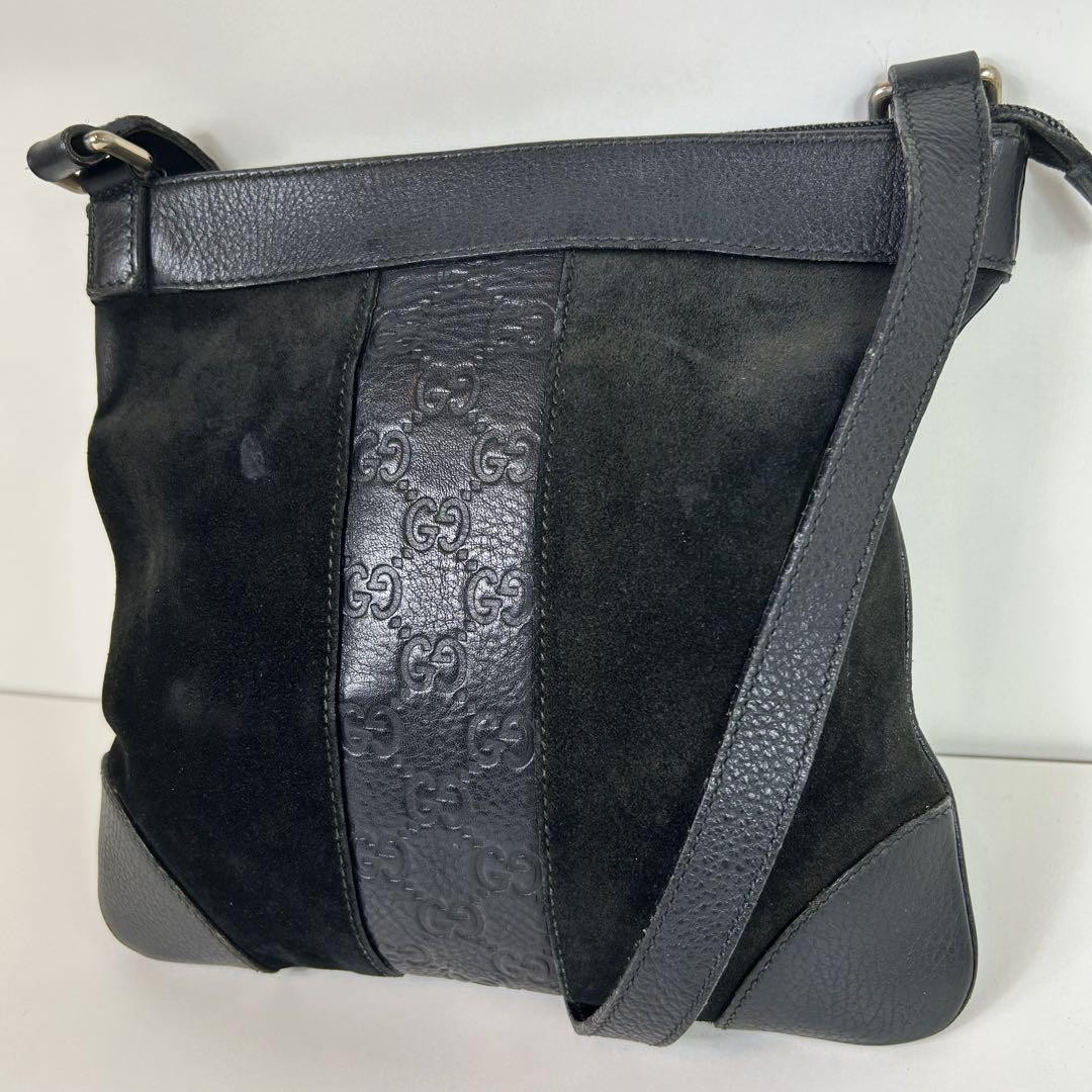 Gucci Shima Leather Suede Unisex Crossbody Shoulder Bag Sacoche Pre-Owned