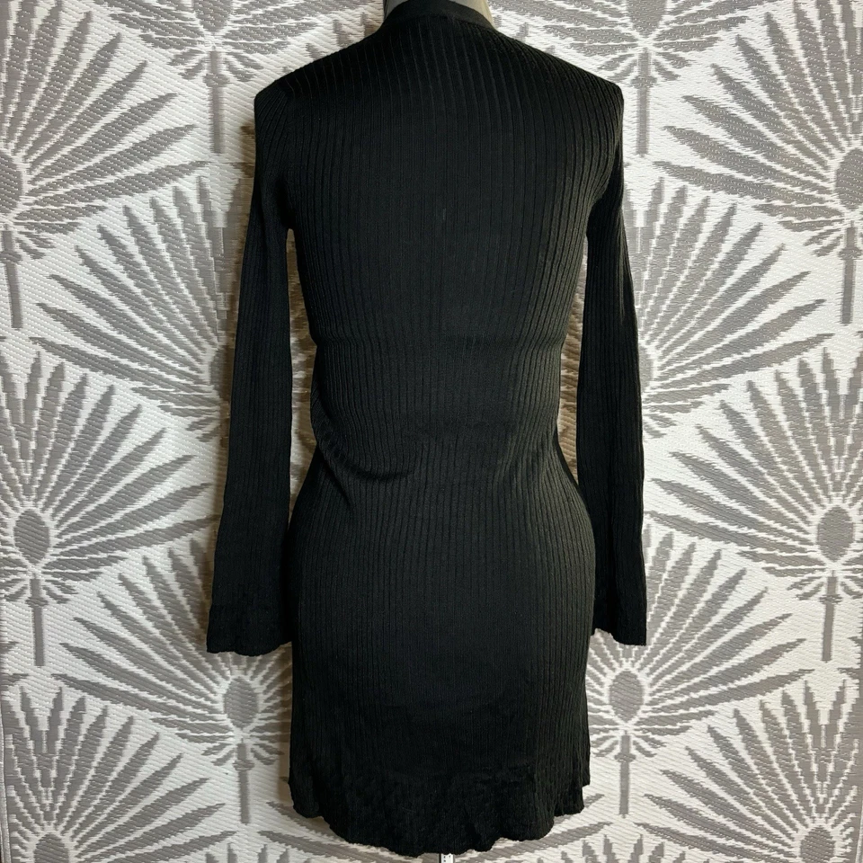 Cárdigan Acanalado Suéter Plumero De Colección Y2K Xhilaration Talla S Negro Minimalista Elástico Foto 4 de 4