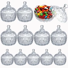 12 Pcs Glass Candy Jar with Lids Crystal Decorative Candy Dish Apothecary Jar...