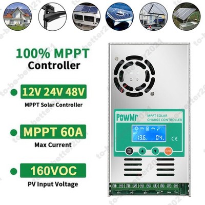 60A LCD Display Solar Charge Controller DC 12/24/36/48V Auto Battery Regulator