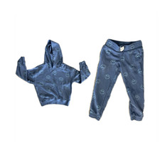 Wonder Nation Boys Blue Smiley Face Hoodie  Pants Sweatsuit Set Size S 6-6X 