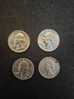 4 Vintage Silver 1956 D Washington Quarters.  2 Uncirculated!