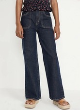EUC Old Navy Big Girls High-Waisted Baggy Wide-Leg Jeans in Navy XL 12