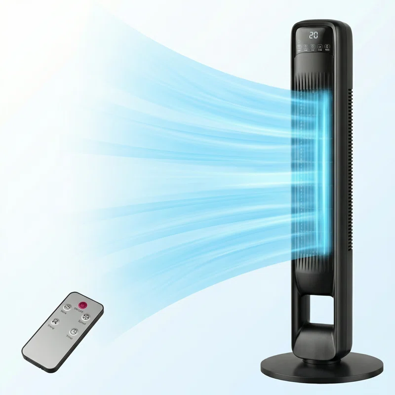 100Cm Tower Fan 3 Speed Oscillating Standing Fan Portable Remote Control Timer