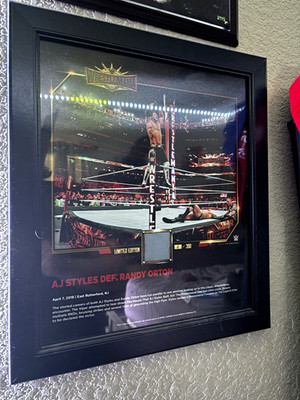 WWE WrestleMania 35 AJ Styles vs. Randy Orton Plaque (Ring Canvas Included) 2019
