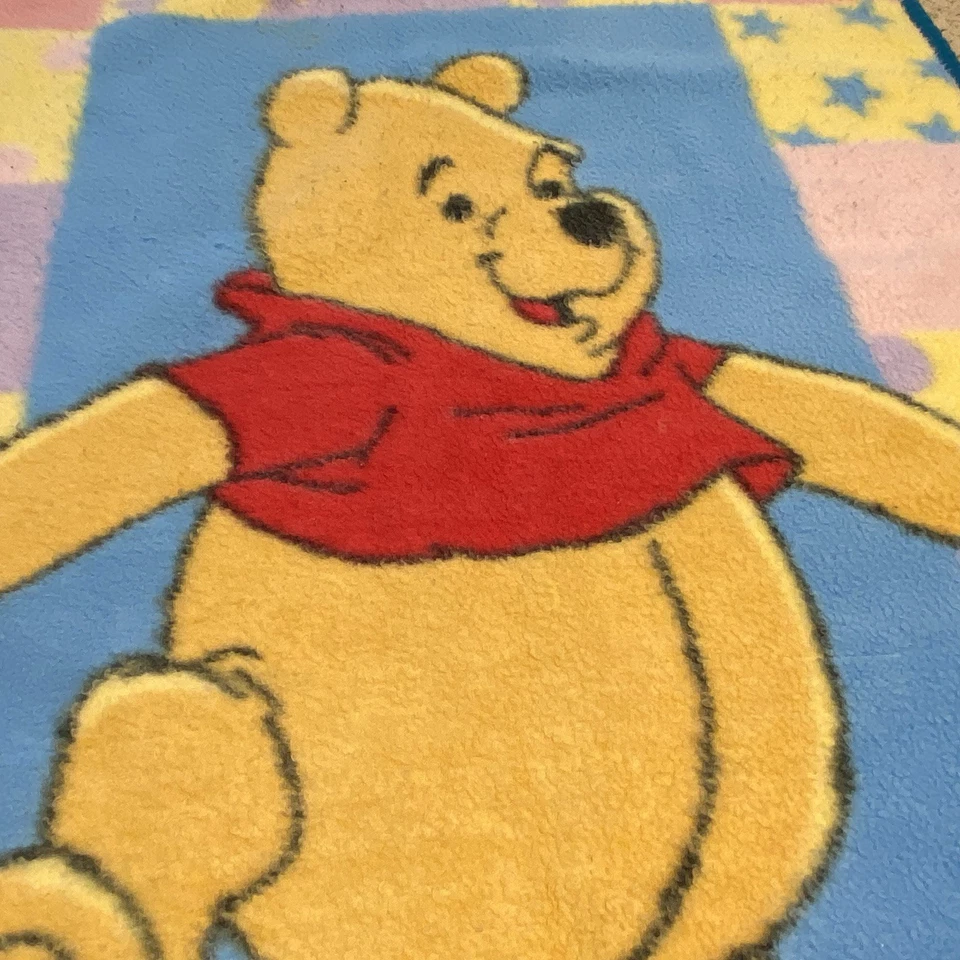 Manta de bebé polar Winnie the Pooh con retazos estrellas lunares cuna Lovey Foto 3 de 4