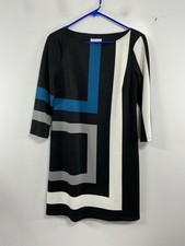 Womans Excellent London Times 3/4 Sleeve Pullover Shift Dress 8 Multicolor